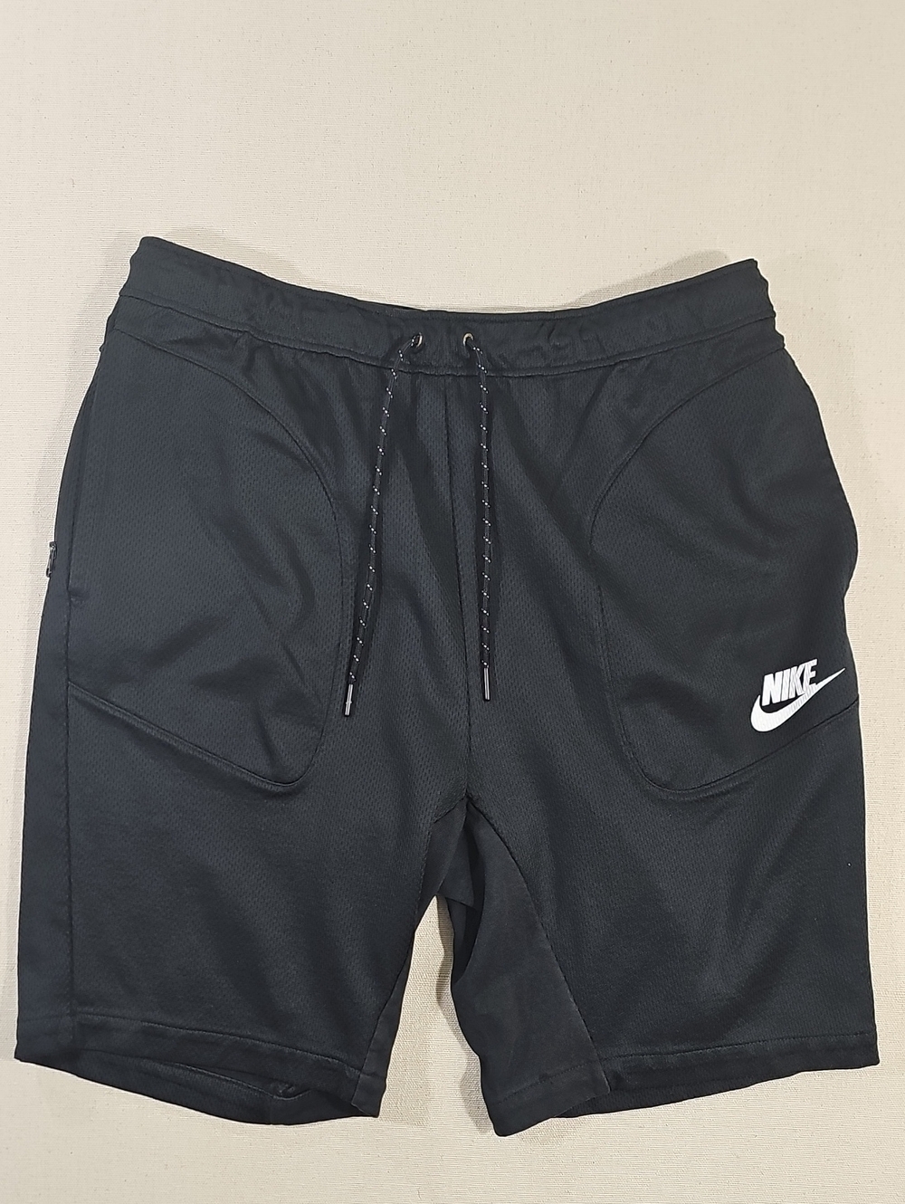 Nike Black Athletic Training Shorts with White Logo
